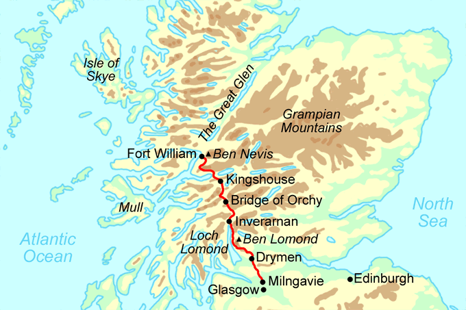 West Highland Way Run map